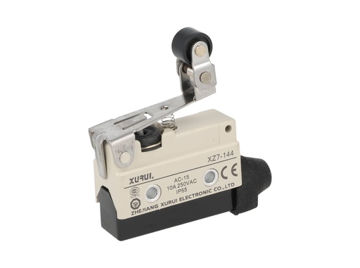[XZ7-144] XZ7-144 — MICROSWITCH MINIATURA PALANCA CORTA Y, ROLDANA PLASTICA UNIDIRECCIONAL, 1NA+1NC, 10A 250V