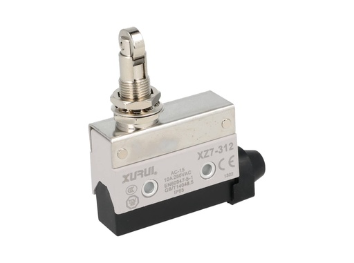 [XZ7-312] XZ7-312 — MICROSWITCH MINIATURA ROLDANA METALICA, TRANSVERSAL 1NA+1NC, 10A 250V