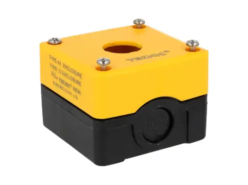 [4004A10] 4004A10 — BOTONERA 1 OPERADOR TERMOPLÁSTICO 73X73X50MM AMARILLO/NEGRO