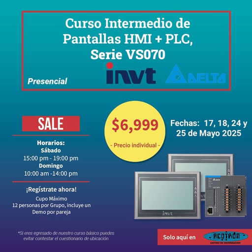[CURSO-INTER-1] CURSO PLC + HMI Intermedio — sabado 11 y domingo 12 octubre 2025     *Precio individual*
