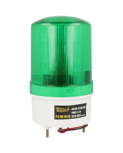 [TP-SLR100G100/240] TP-SLR100G100/240 – TORRETA ROTATIVA CON BUZZER Y LED VERDE 110/2240VCA, IP65